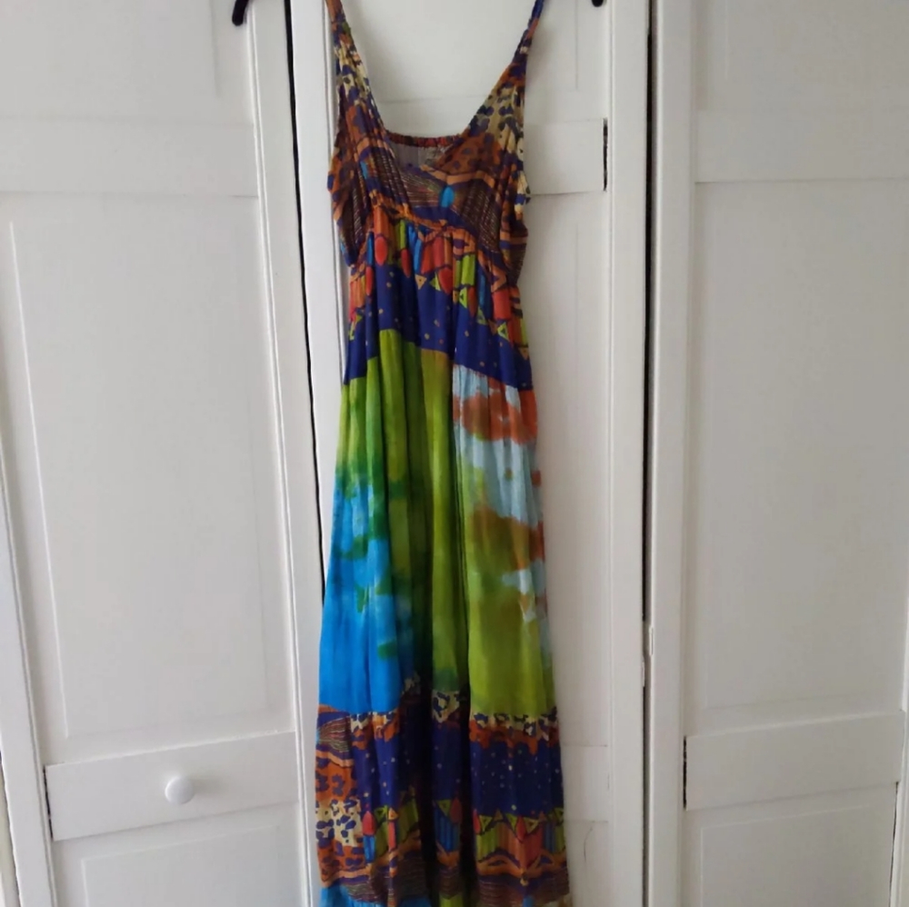 Boho maxi dress tie dye S/M nwot